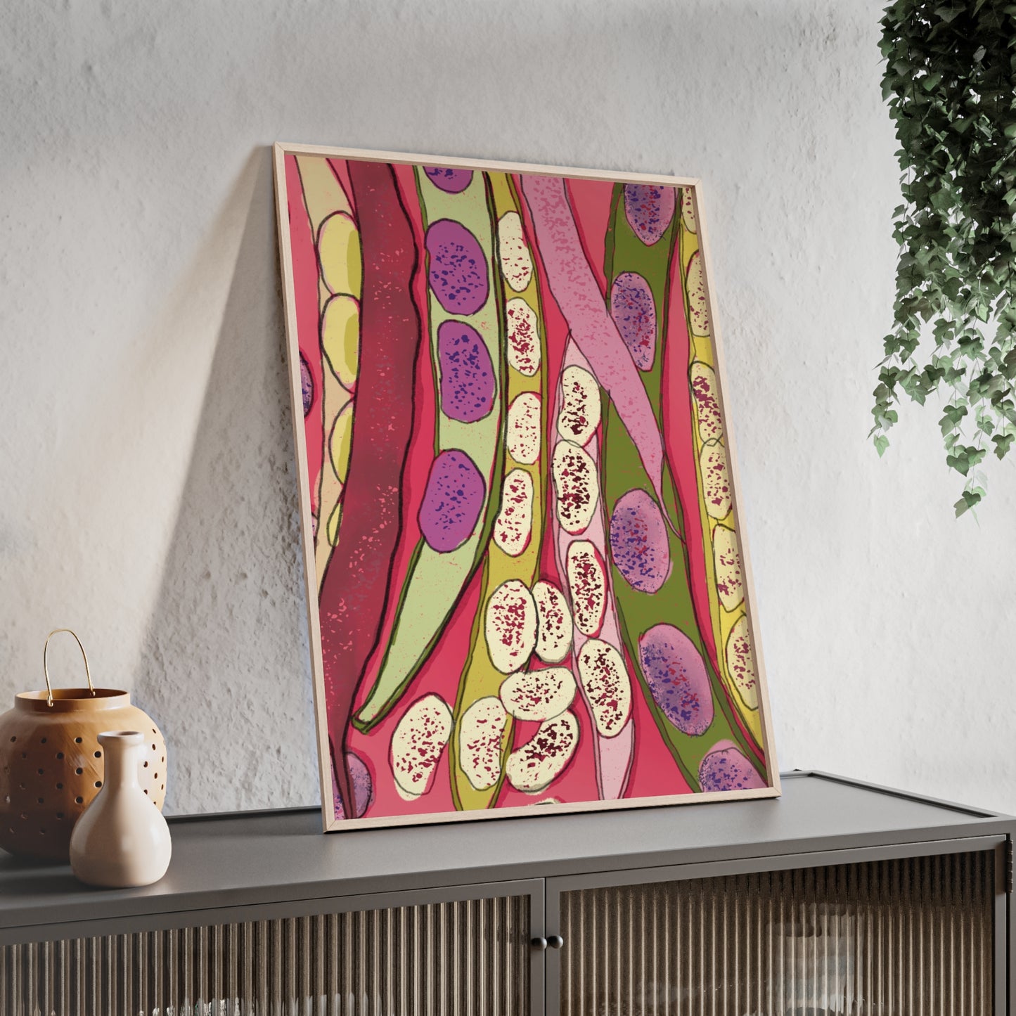 barbunya- cranberry beans premium matte paper wooden framed poster 21x29.7 cm / 8x12"