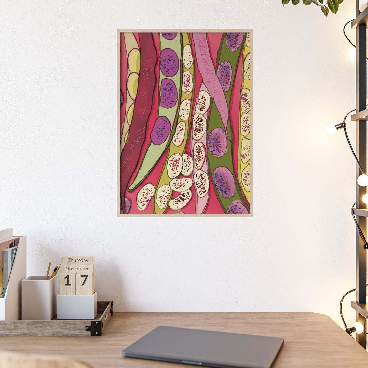 barbunya- cranberry beans premium matte paper wooden framed poster 21x29.7 cm / 8x12"